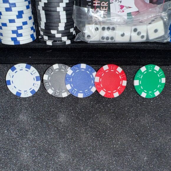Poker Chip Set Casino Aluminum Case Card Deck Texas Holdem Blackjack Dice Button - Picture 4 of 9